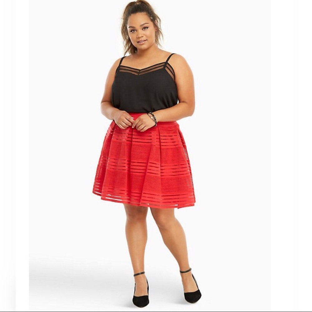 Torrid Red Striped Elastic Full Skirt